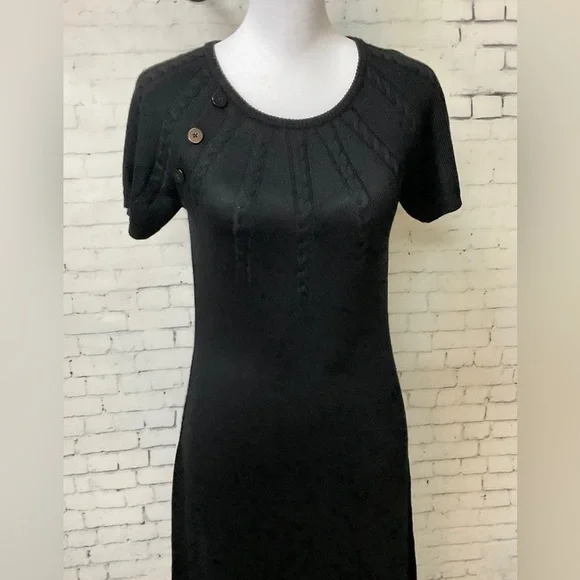 Calvin Klein Women Black BodyCon Sheath Wool Sweater Dress Cap Sleeve XS… - Picture 4 of 11